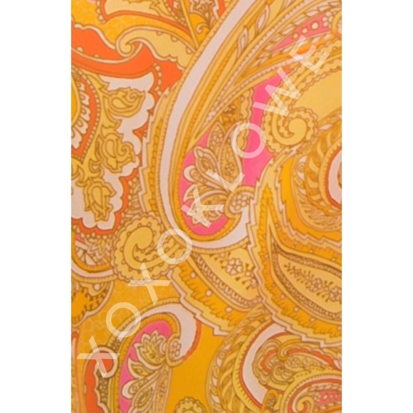 Yellow Button Down Blouse Paisley Print Long Sleeves - Picture 9 of 10